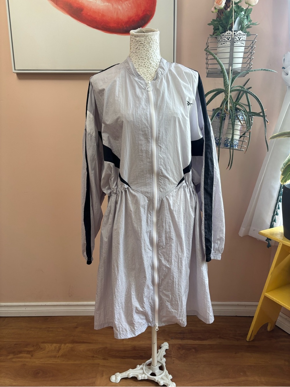 Reebok Light Gray and Black Longline Track Dress